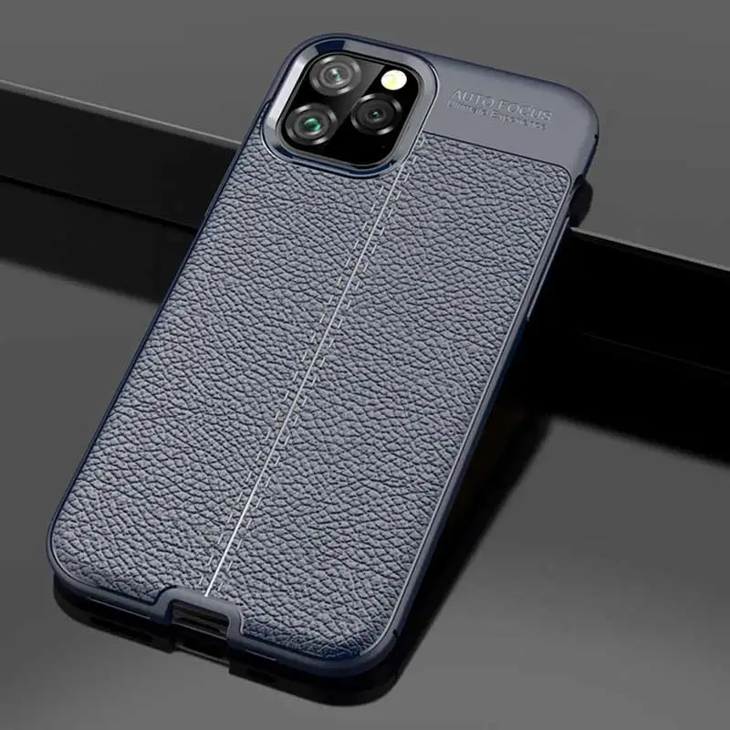 Синий Кожаный чехол для Iphone11 11 Pro, чехол, роскошный силиконовый чехол-бампер для телефона, на Iphone 11 Pro Max 11 Pro, чехол - Цвет: Синий