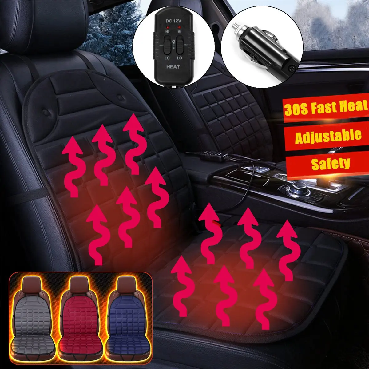 12V хлопок автомобиль двойное сидение с подогревом подушки сиденья грелка для