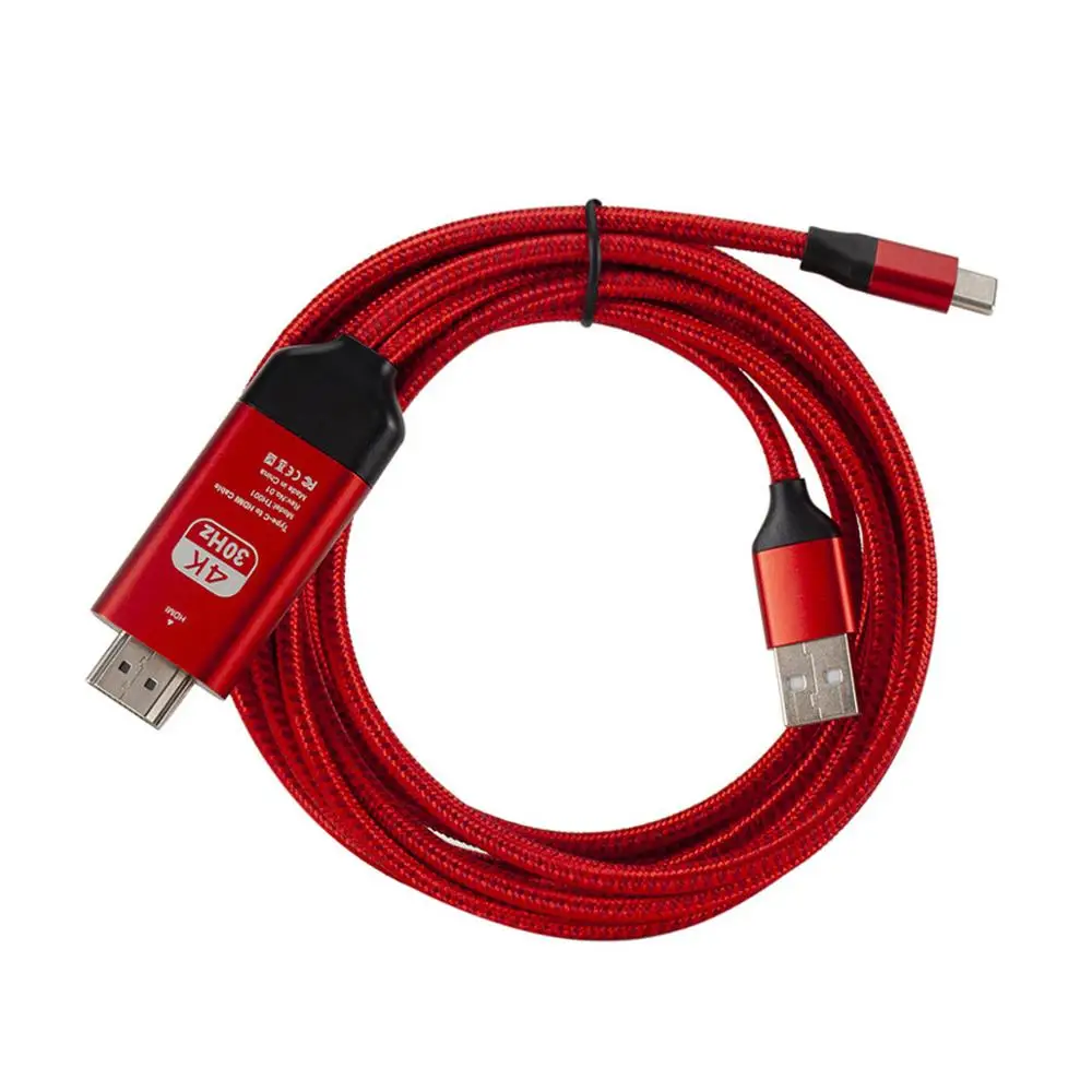 Красный Usb type C к HDMI конвертер HD tv AV ТВ кабель адаптер с USB зарядное устройство кабель для samsung Galaxy S9 S10 Note 9 MacBook 4K дисплей - Цвет: Красный