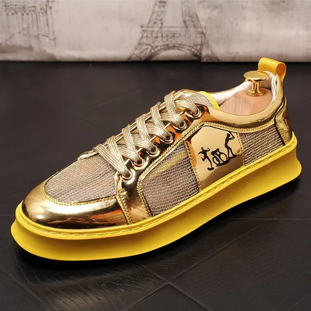 mens gold platform shoes