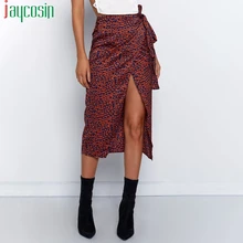 Леопардовая расцветка, Длинная женская юбка, свободная, высокая талия, раздельная, с бантом, пляжная юбка размера плюс, летняя, дышащая, модная, Женская юбка