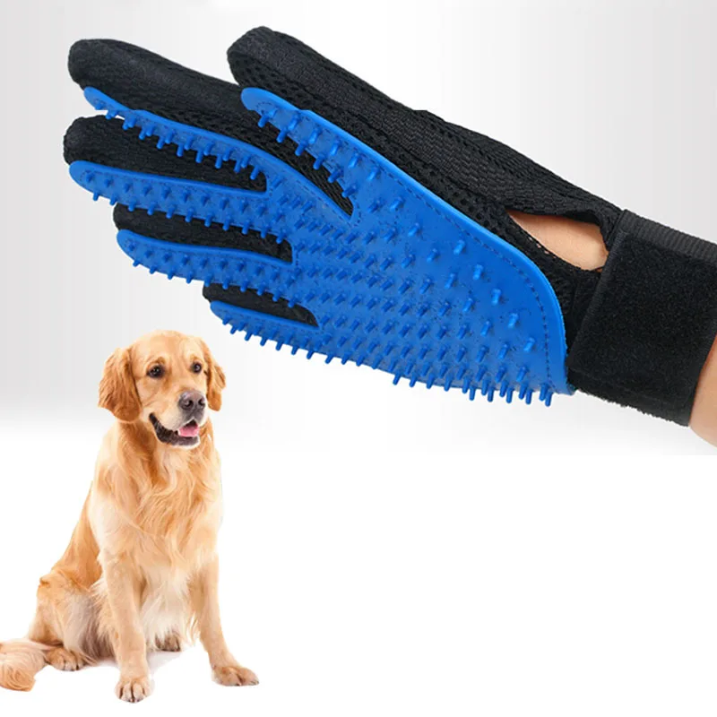 Perro guante de aseo para mascotas de los gatos peine cepillo Deshedding pelo guantes perros limpieza de baños animales de peines perro peines