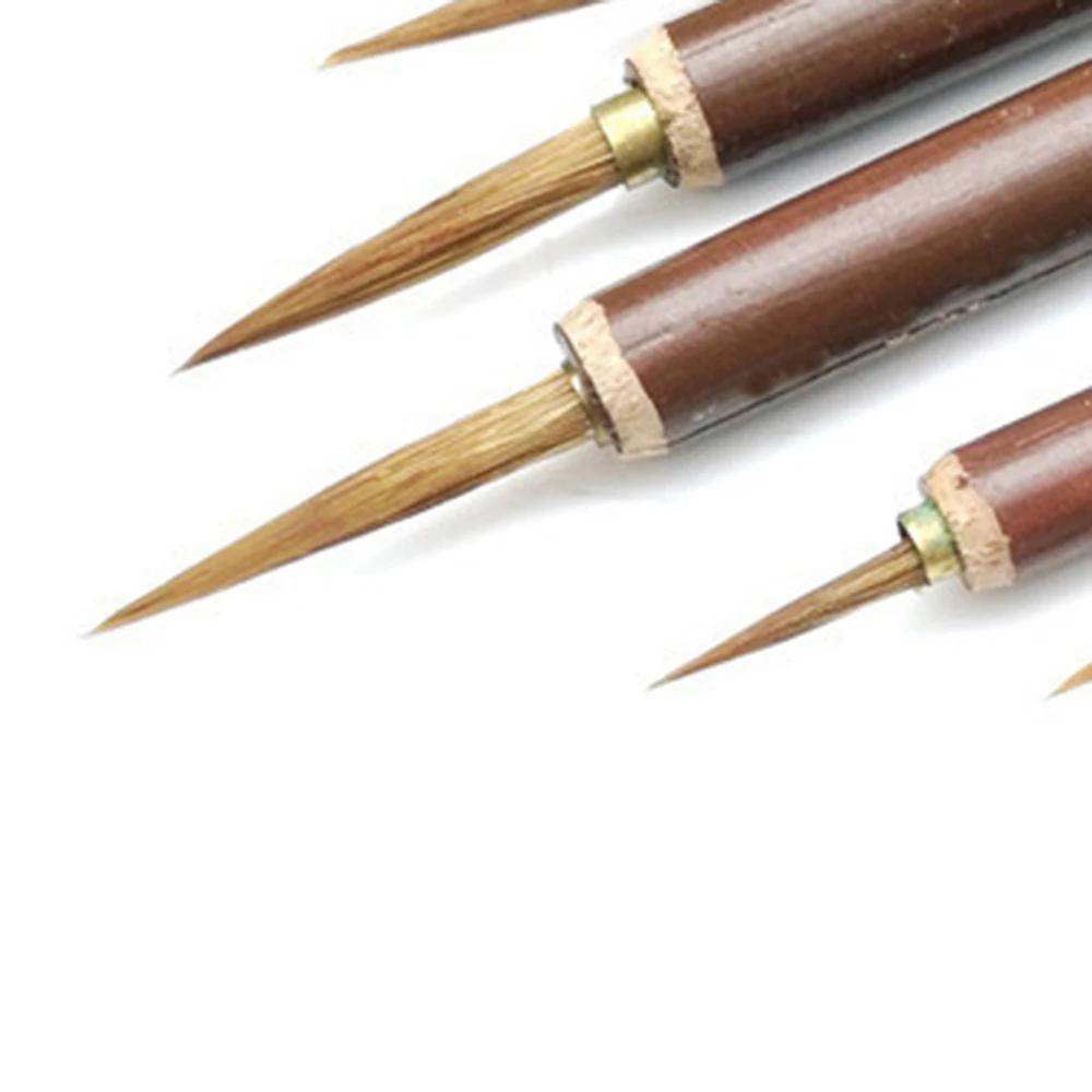 3pcs/set Metal Weasel Hair Brush Pen Hook Line Paint Brush Chinese Calligraphy Brush Art Oil Painting Brush 6