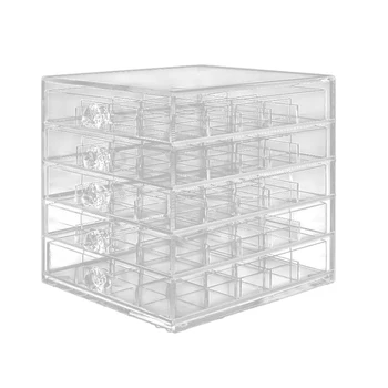 

5 Layers 100 Grids 3D Nail Art Colorful Clear Crystal Mixed Lady Nails Tips Decals Decoration with Storage Box Container