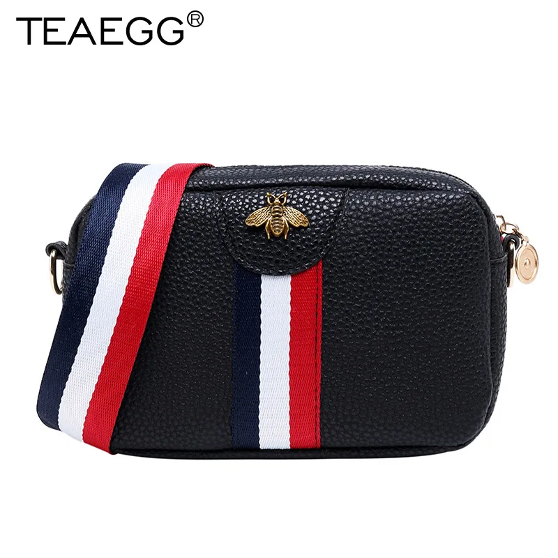 Picture 1-Black TEAEGG, модный дизайн, Женская Полосатая Сумка в виде пчелы, сумки через плечо, сетчатые Мини женские сумки-мессенджеры Bolsas Feminina - Цвет: Picture 1-Black