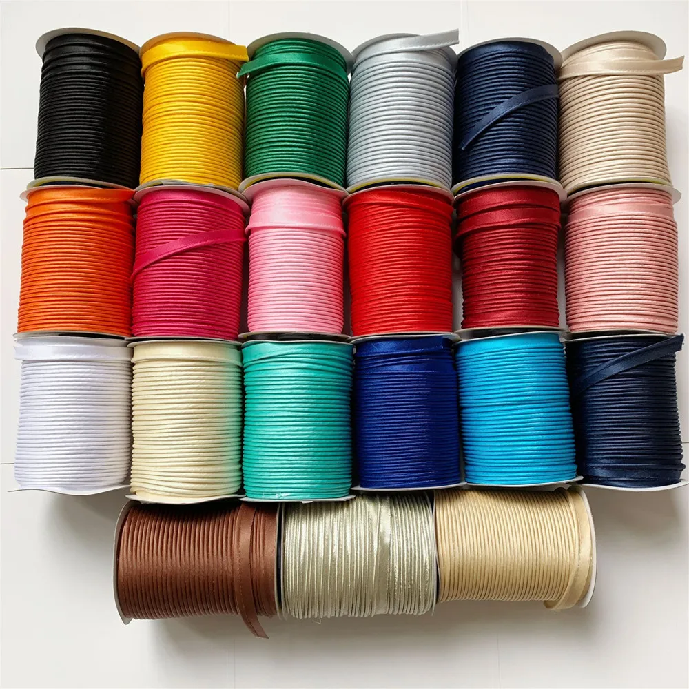 12mm 20Yds 164Colors Satin Bias Piping Cord Handmade For DIY Garment