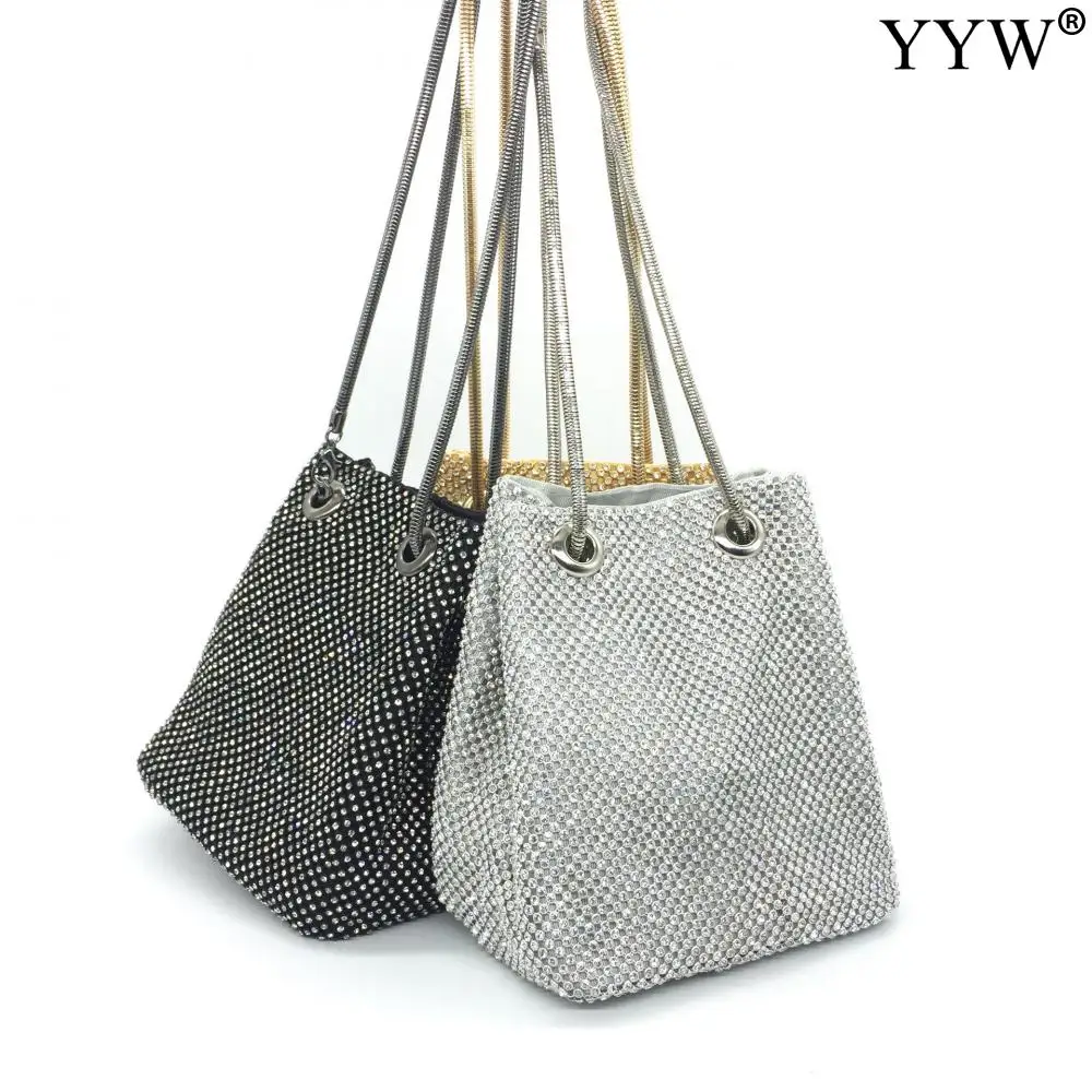 Fashion Women Bucket Shoulder Bag Crossbody Bag With Sequin Evening Party Sliver Gold Purse Girl Handbags Bolsos Female Clutches