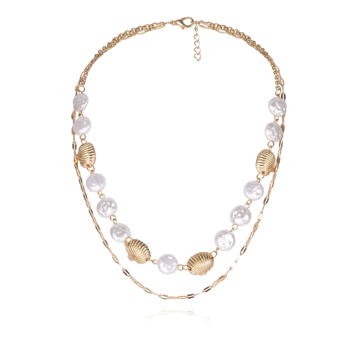 SHIXIN персонализированное жемчужное ожерелье в стиле барокко, многослойная цепочка в богемном стиле, ожерелье-чокер в виде ракушки с гребешком для женщин, украшение на шею