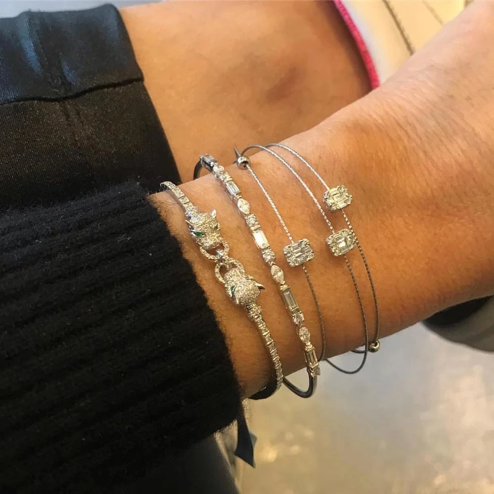 2022 Gold Color Tennis Chain Adjustable Bracelet For Women Girl Charm