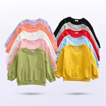 

2020 children's spring round neck long sleeve solid color sweater