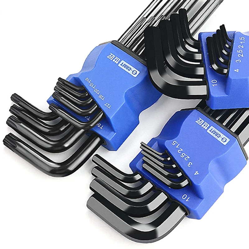 Hex Wrench Set 9 Pcs Universal Ball Flat Torx Allen Key Adjustable L-Shaped Nut Bolt Driver Household Repair Hand Tool Kits | Инструменты