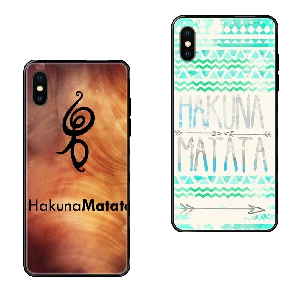 Заводской черный мягкий чехол для телефона из ТПУ этнический Племенной Hakuna Matata
