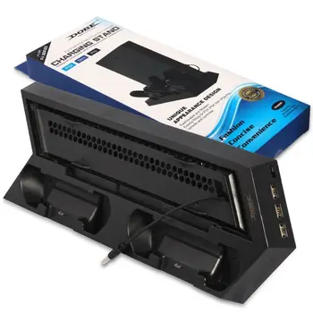 

Vertical Stand for PS4 Slim/PS4/Pro with Cooling Fan Dual Controller Charger Station for Sony Playstation 4 Game Console with 3