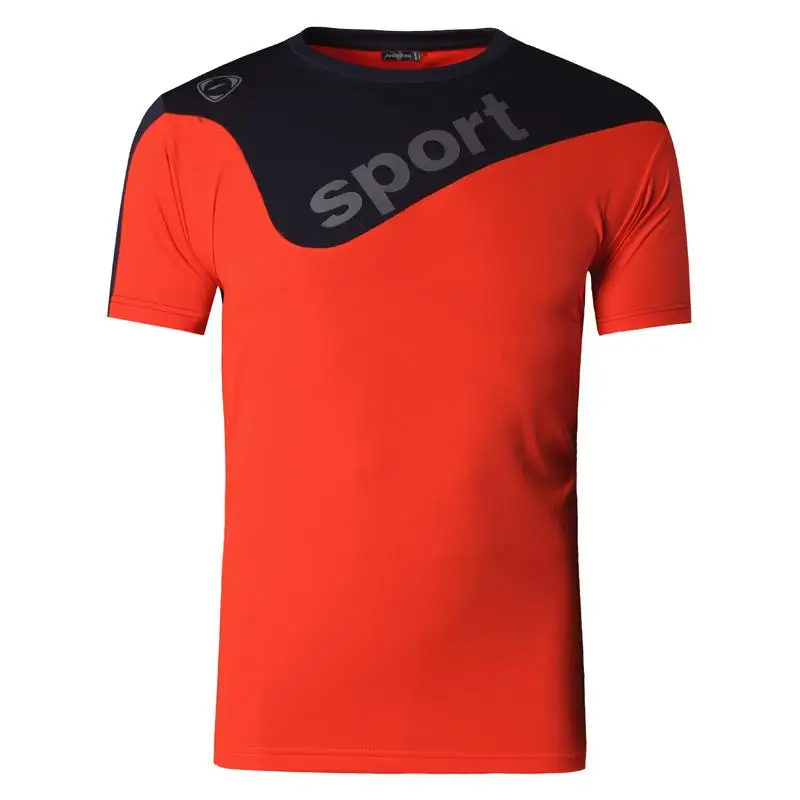 Jeansian Мужская Спортивная Футболка Для Бега Спортзала фитнеса тренировки футбол с коротким рукавом сухой посадки LSL188 оранжевый