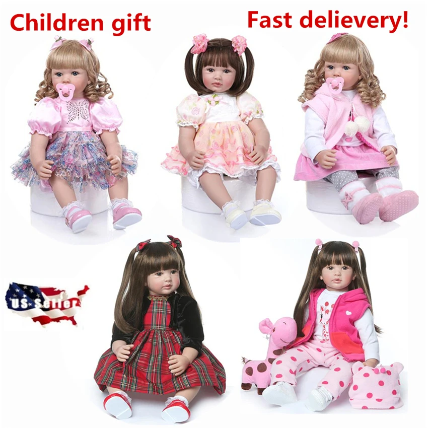 

24" Silicone Handmade Real Reborn Doll Simulation Baby Bebe Dolls Reborn Soft Toddler Baby Toys For Girls Child Birthday