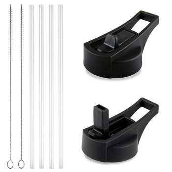 

Hot Flat Tube Straw Cap for Hydro Flask Straw Cap Wide Mouth Straw Cap for 12-64 Oz Kettle with 4 Straws and 2 Straw Cleaners
