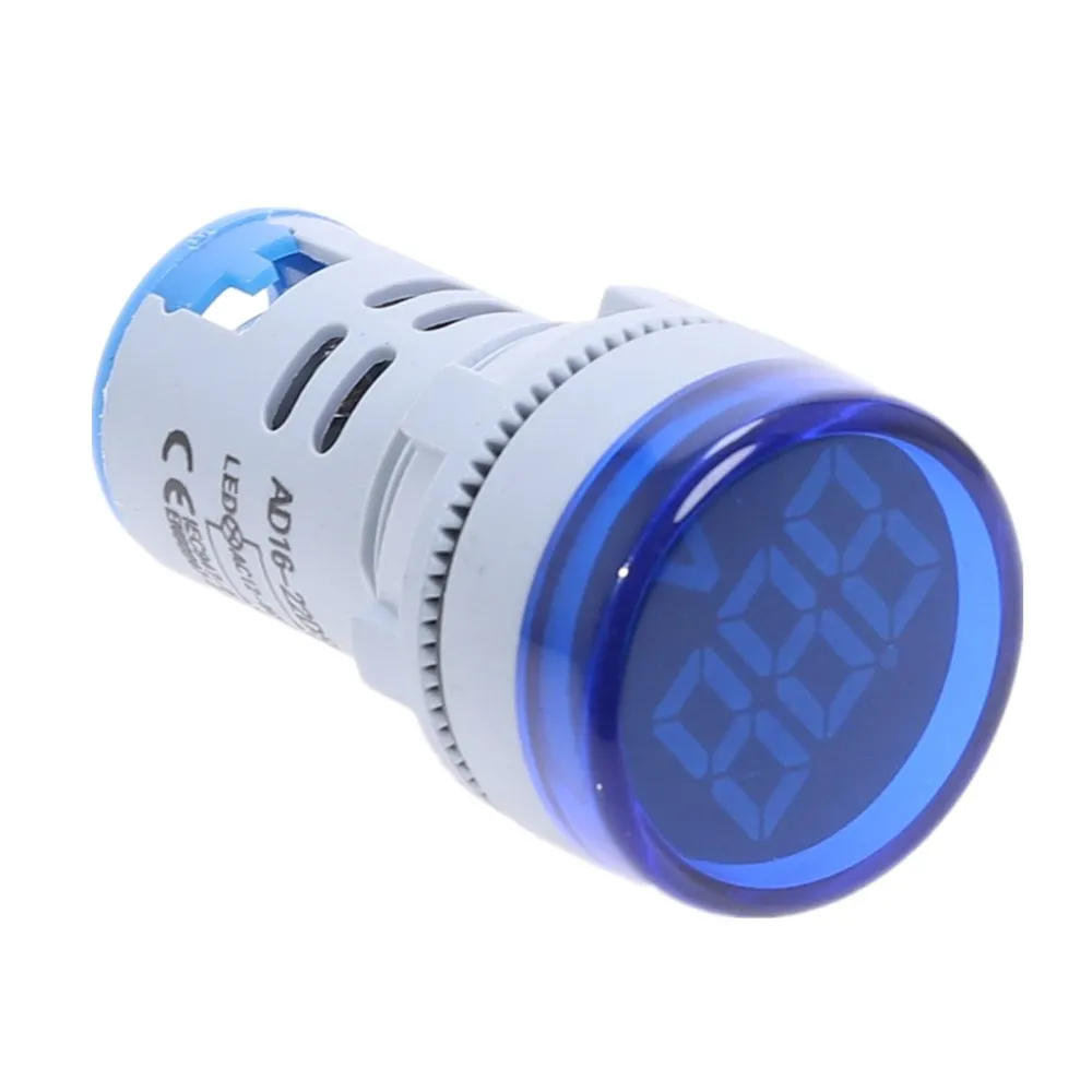 Yuan-V-BlUE 22 мм мини-индикатор светодиодный светильник Цифровой вольтметр напряжение 20-500 в амперметр 0-100A AC101-22AM - Цвет: Yuan-V-BlUE
