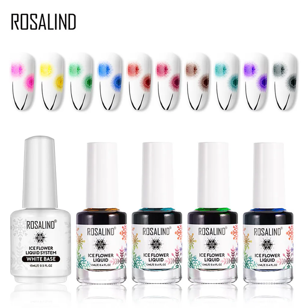 ROSALIND 15 мл акварельный лак для ногтей Цветущий гель для ногтей эффект дыма Ледяной цветок жидкий волшебный размазывающийся пузырь лак для творчества Маникюр yc