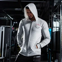 Весна стиль мышцы фитнес партнеры тонкий мужской фитнес тренировка Толстовка Спортивный Повседневный Кардиган-пальто