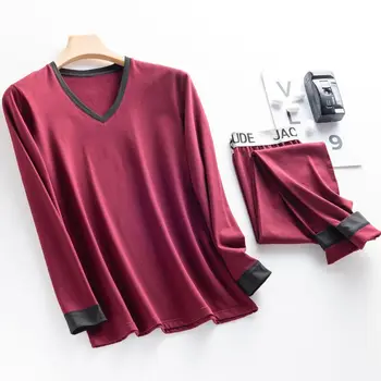 

Men's V-Neck Thermal Underwear termica Long John Set Warm Winter Undershirt merino Pants Pajama thick men thermal underwear