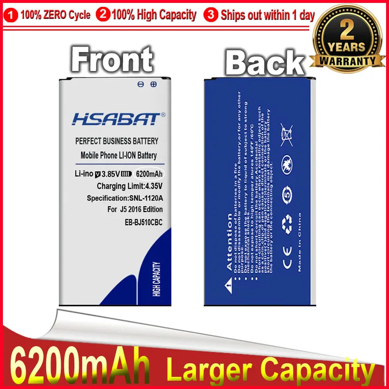 Аккумулятор HSABAT 6200 мАч для Samsung Galaxy J5 2016 Edition J510FN J510F J510G J510Y J510M j5109 j5108 J510 | Мобильные