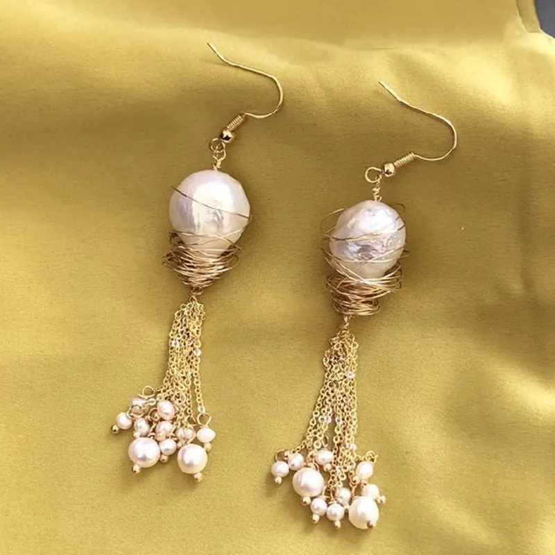 304.85руб. 44% СКИДКА|Роскошные женские серьги из натурального пресноводного жемчуга ручной работы креативный юбилей подарочный набор украшений для ушей Висячие серьги серебро 925 Brinco on AliExpress 