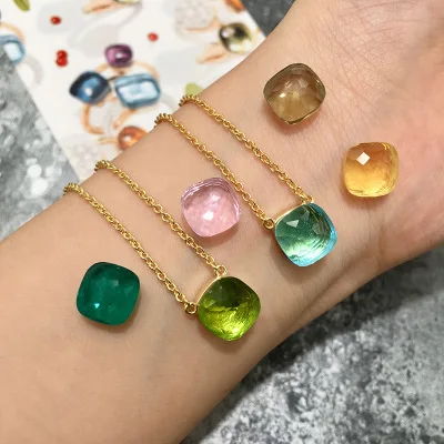 

2019 Fashion Luxury Brand Jewelry Candy-Colored Crystal Stone Necklace For Women