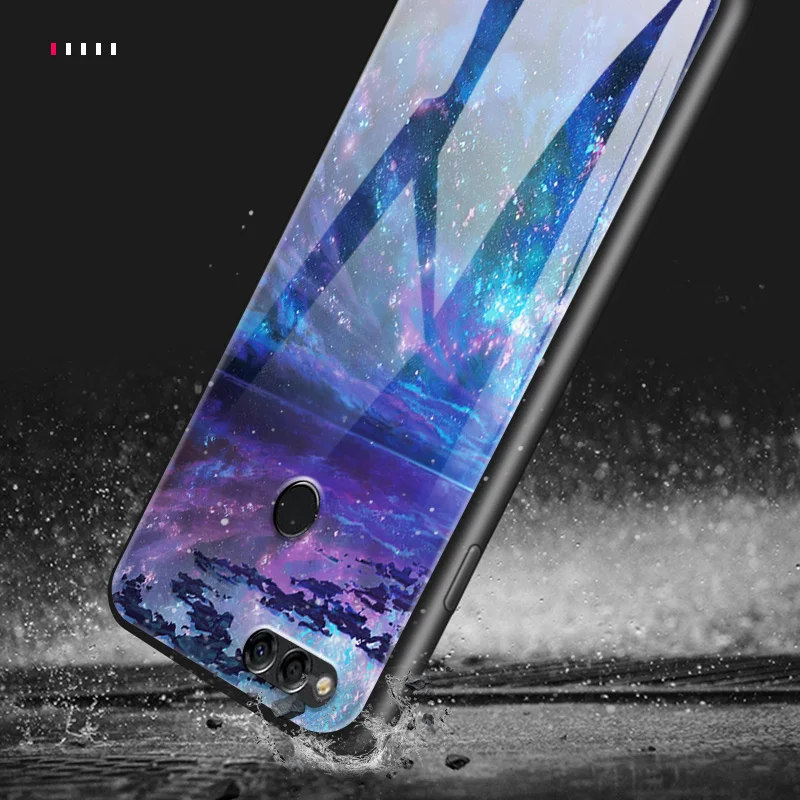 Чехлы из закаленного стекла для huawei Enjoy 9s Honor 7A Pro 7C 7X 8A 8X9 10 Lite Magic 2 Play mate 20 Pro Nova2 3 4 Painted Sea Funda