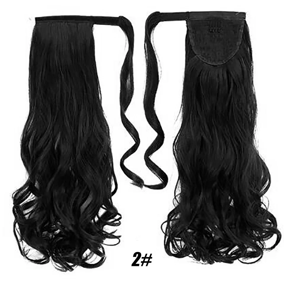 Buqi длинные волнистые накладные волосы на заколках с хвостом, накладные волосы с заколками, синтетические накладные волосы для женщин - Цвет: 2