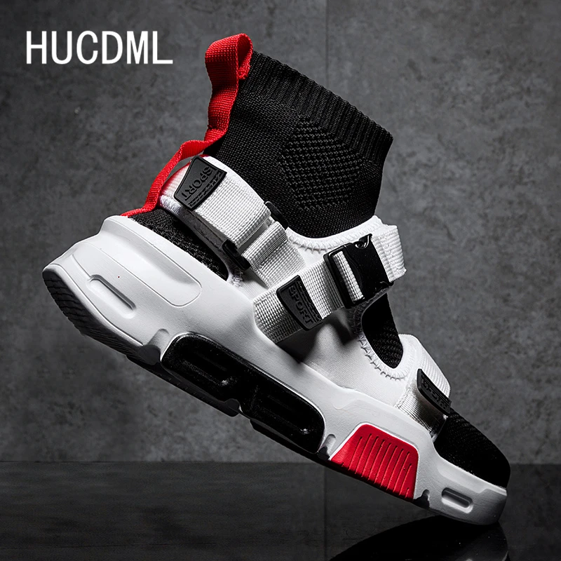 

HUCDML Trend High-top Men's Shoes Platform Sneakers Summer Trainers Hasp Mesh Breathable Comfortable Casual Shoes Socks Mouth