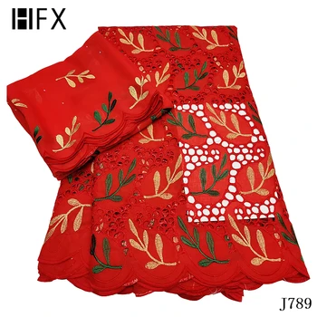 

2019 New 5+2Yards Red 100% Cotton Lace Swiss Voile Lace in Switzerland Nigerian Lace Fabric for African Wedding Dress Y789