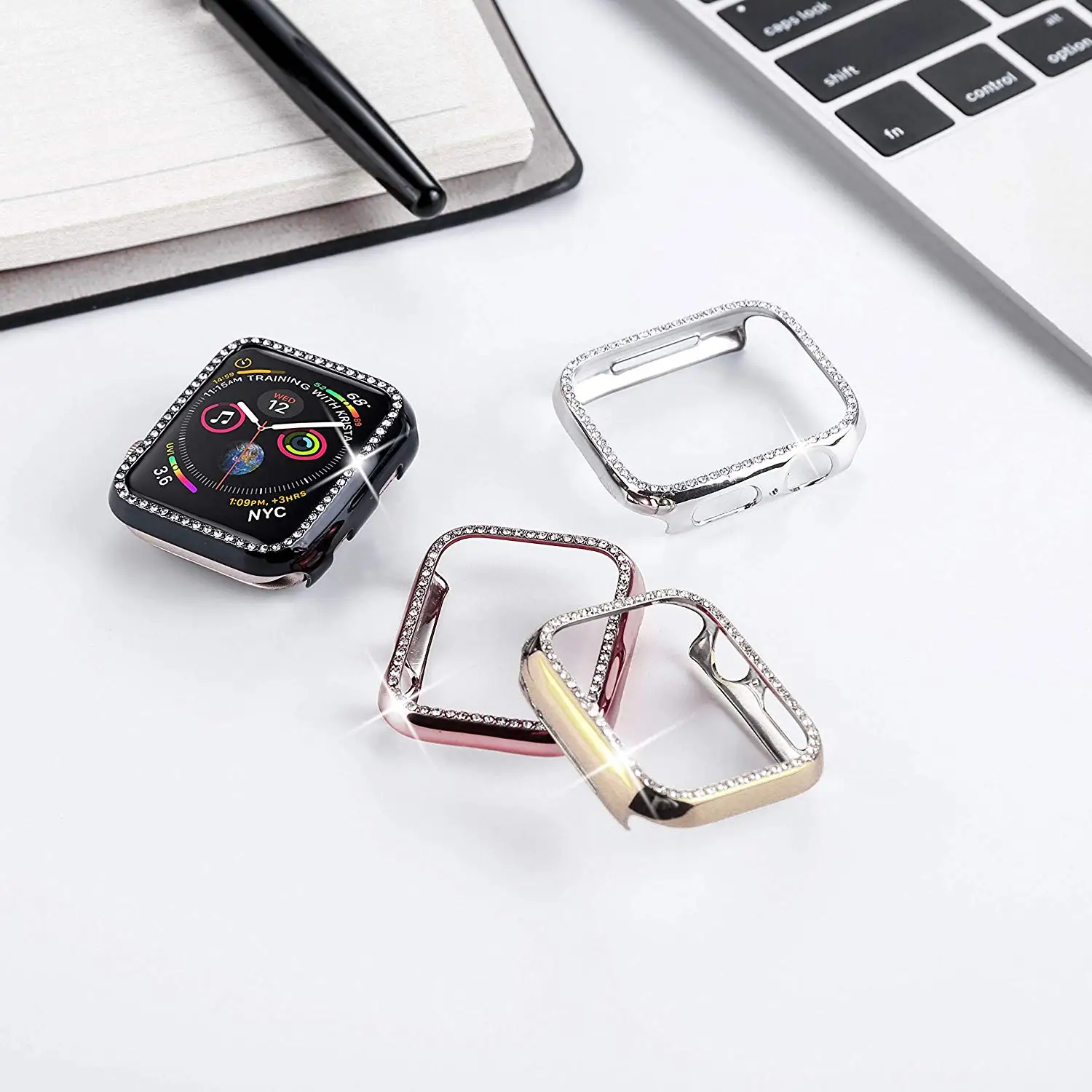 Алмазный чехол для Apple Watch Series 4 5 40 мм/44 мм защитный iWatch из поликарбоната 38 мм/42
