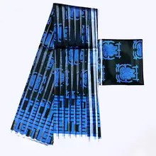 Высокое качество 2+ 4 ярдов органза африканская шелковая ткань Горячая восковой печати органзы с 2 ярдов шелковая блузка соответствующий Шелковый воск дизайн