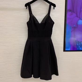

Spring Knitted Dress Women Black A-line Party Dress Sexy Mini Strap Dress Femme