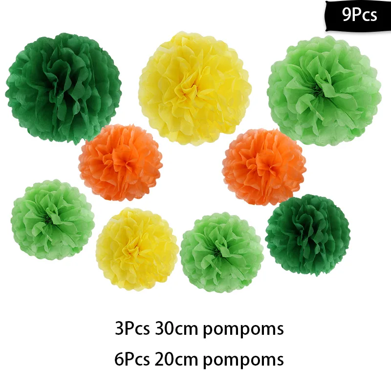 9pcs pompoms Cyuan джунгли вечерние воздушными шарами украшения комплект сафари Baby Shower животных вечерние шары арки на детский день рождения, день рождение мальчика Декор - Цвет: 9pcs pompoms