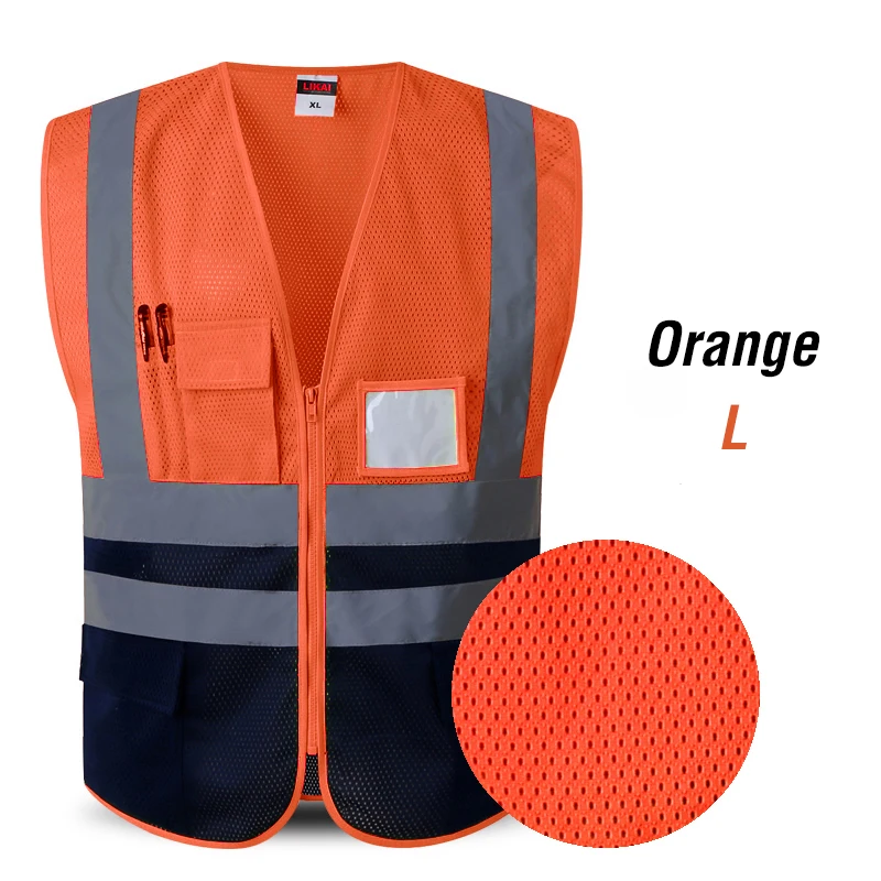 Orange L Универсальная Высокая видимость Светоотражающая Спецодежда унисекс для езды на мотоцикле, велосипеде, спорта на открытом воздухе Предупреждение о движении, одежда для безопасности, свободный логотип - Цвет: Orange L