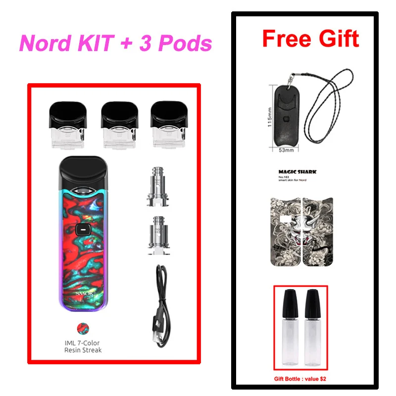 IML 7-color Resin SMOK Nord Pod Vape ручка 1100 мАч батарея 3 мл Pod система сетка катушка электронная сигарета Pod Комплект Испаритель VS SMOK NOVO Minifit - Цвет: IML 7-color Resin