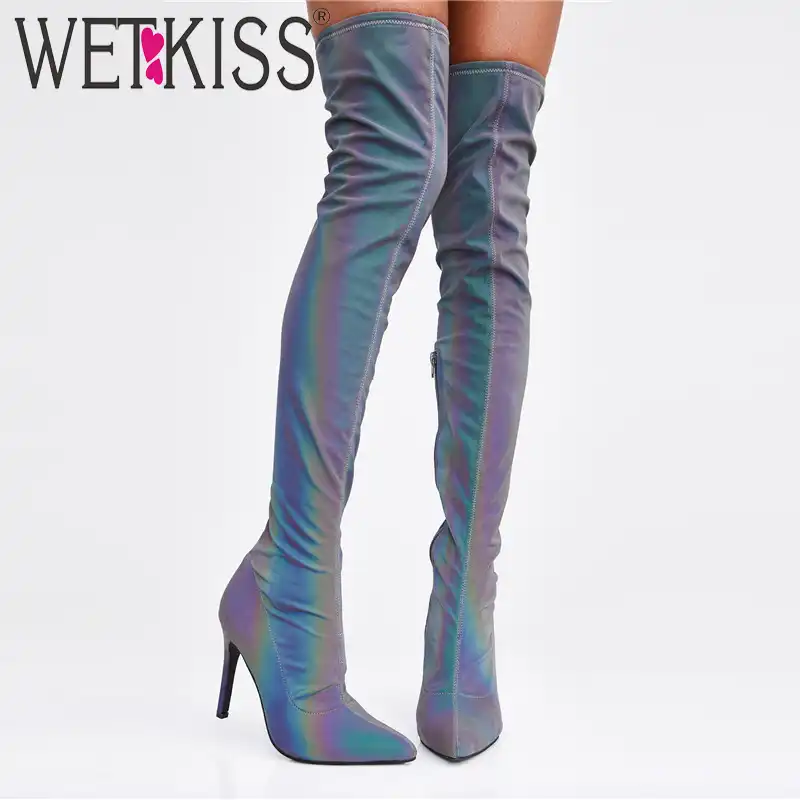 colorful over the knee boots