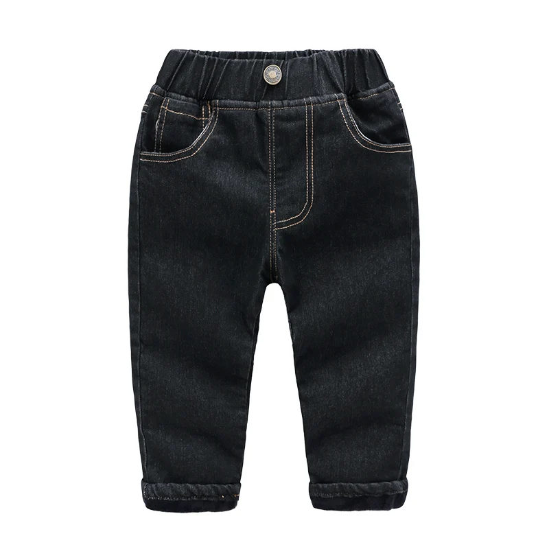 Коллекция года, зимняя одежда для маленьких мальчиков теплые кашемировые джинсы высокого качества детские штаны для маленьких мальчиков, джинсы для детей возрастом от 2 до 6 лет - Цвет: Black