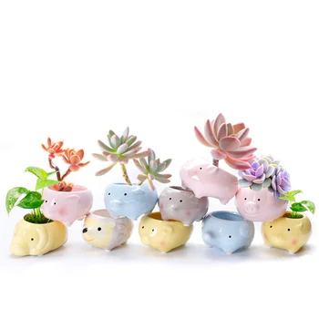 

Durable Flower Pot Cartoon Animal-shaped Succulent Planter Container Ceramic Home Decor Random Color Light-weight