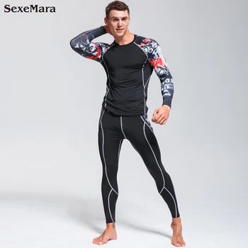 

New Men Thermal Underwear Sets Compression Fleece Sweat Quick Drying Thermo Underwear Men's Clothing Long Johns Fitnes