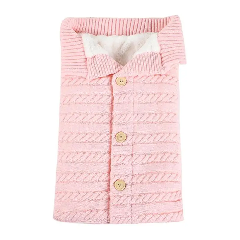 Зима-осень, теплый спальный мешок для новорожденных вязаный, мягкие детские предметы для новорожденных, одеяло для сна, Флисовое одеяло - Цвет: Розовый