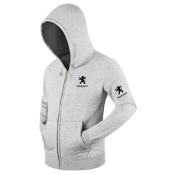

Peugeot Logo Print Mens Hoodie Zipper Cardigan Jacket Casual Slim Fashion zipper Sweatshirts Cotton Solid