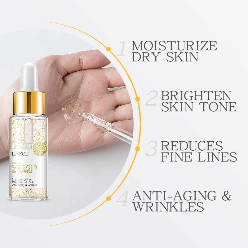 LAIKOU 30ML 24k Gold Serum Vitamin c Facial Serum Essence Hyaluronic Acid Cream Anti Wrinkle Whitening Face Care Essence Skin LAIKOU 30ML 24k Gold Serum Vitamin c Facial Serum Essence Hyaluronic Acid Cream Anti Wrinkle Whitening Face Care Essence Skin