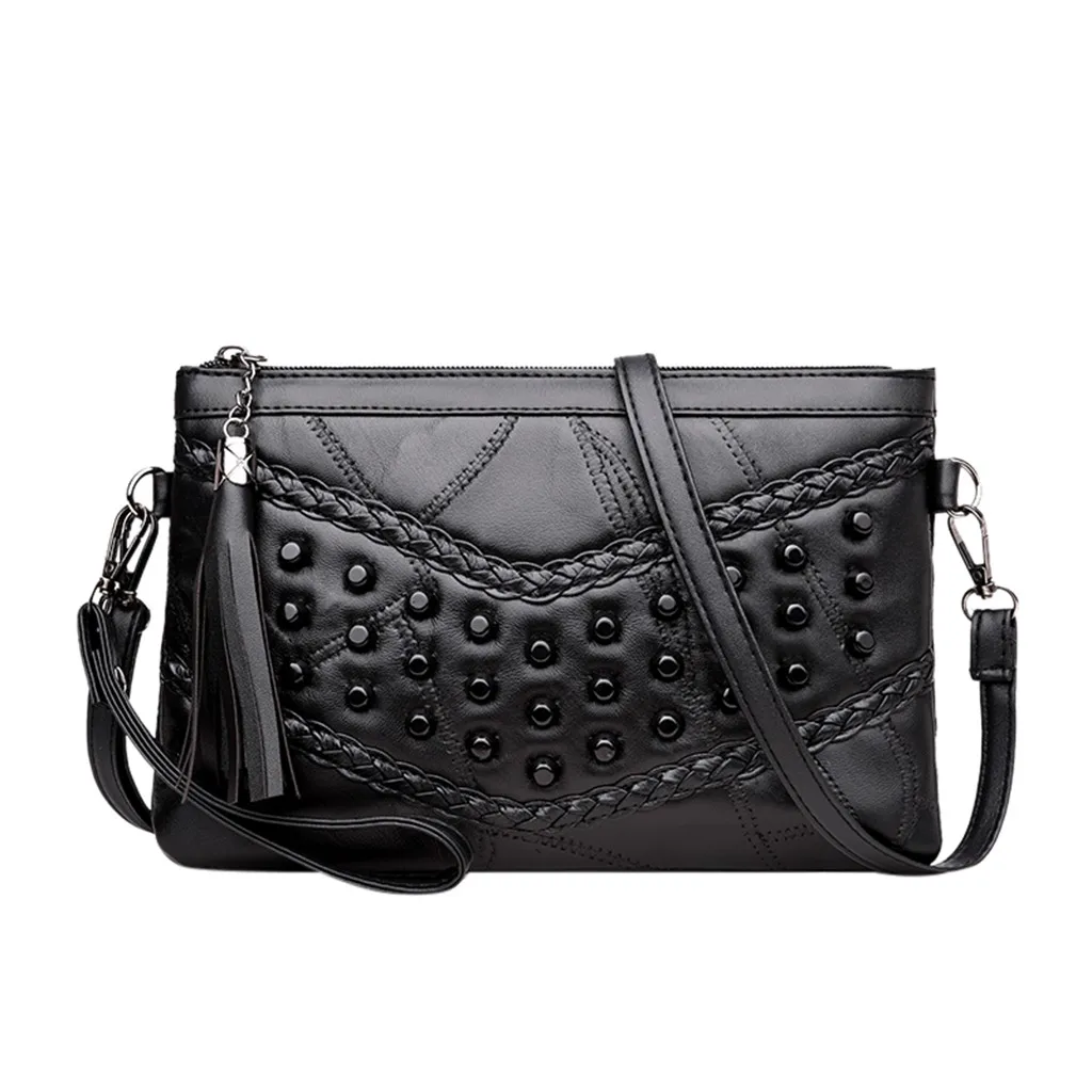 Black 20# PU кожаный кошелек сумка через плечо сумки для женщин кожаные сумки с кисточками дамские ручные сумки - Цвет: Black