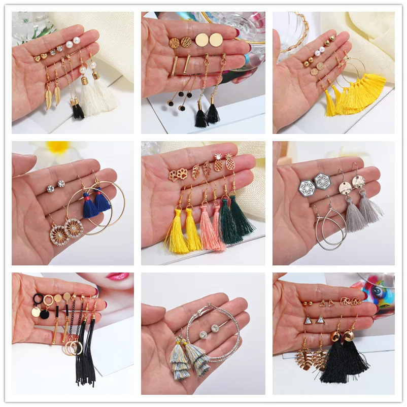 Женские серьги с кисточками богемный кулон из сердца цветами Подарочные