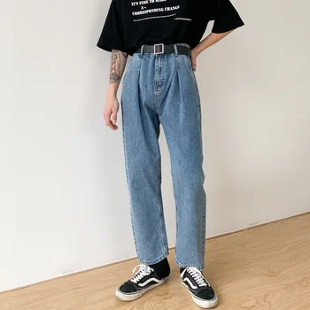 

Male Hip Hop Streetwear Japan Korea Style Straight Denim Ankle Length Pants Men Vintage Fashion Casual Loose Washed Harem Jeans
