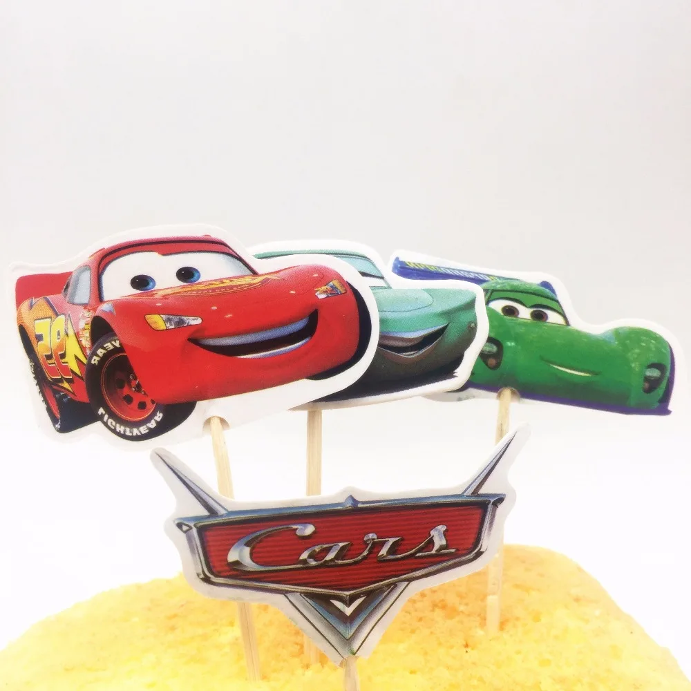 24 Disney Cars Lighting McQueen Action Figures Kid Playset Toy Cake Decor Topper 