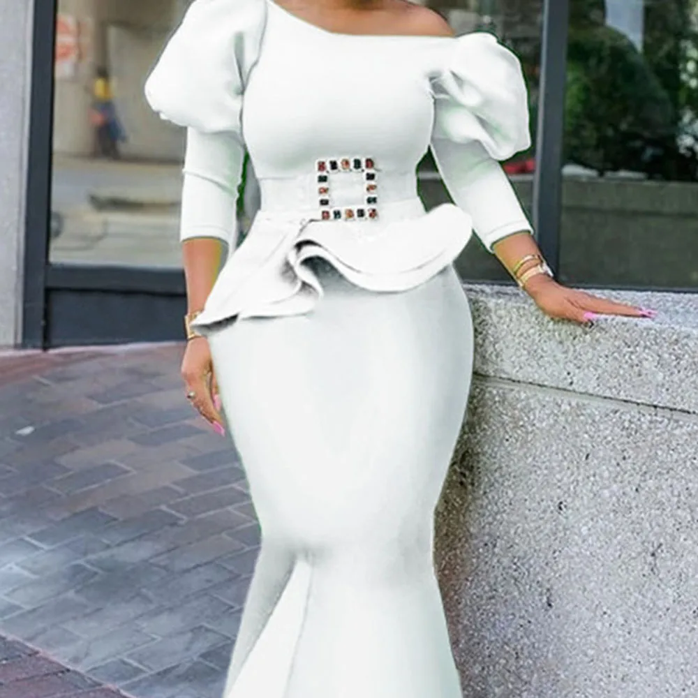 Африканские женские модные вечерние платья с открытыми плечами сексуальное