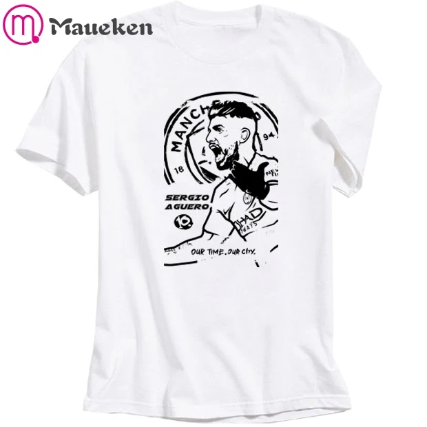 Новая футболка kun aguero fashion legend, хлопковая Футболка с круглым вырезом и короткими рукавами для поклонников, подарок